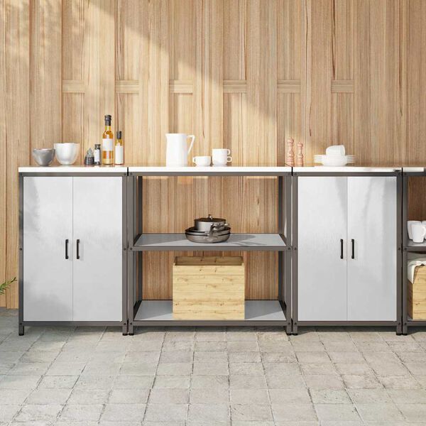 vidaXL Köksförvaringsset med hylla med lagring 3 pcs Silver Stål