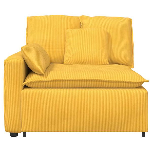 vidaXL Modulär soffa armstöd ändmodul med dynor ljusgul 100 cm