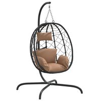 vidaXL Hängande stol med dyna taupe konstrotting & stål