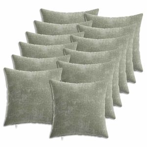vidaXL Kudd&ouml;verdrag 6 st HEERLEN Gr&ouml;n 35 x 35 cm Chenilletyg