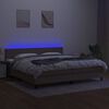 vidaXL Rams&auml;ng med madrass & LED taupe 200x200 cm tyg
