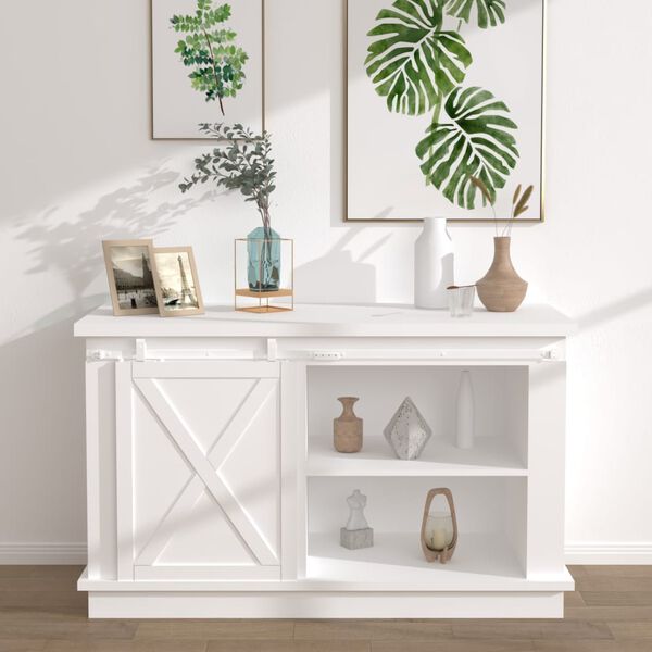 vidaXL Mini skjutd&ouml;rrsbeslag f&ouml;r sk&aring;p kolst&aring;l vit 122 cm