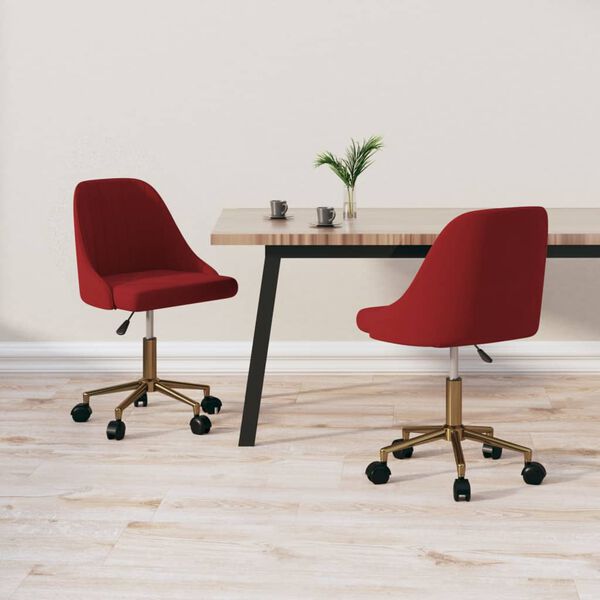 vidaXL Matstolar snurrbara 2 st vinr&ouml;d sammet