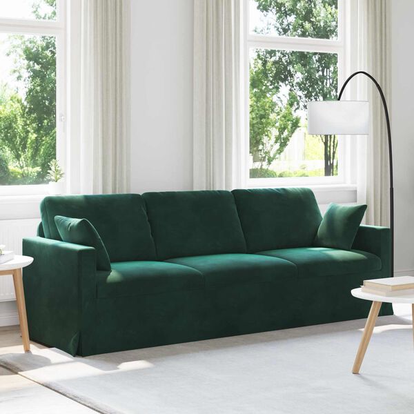 vidaXL Soffa M&ouml;rkgr&ouml;n 228 x 78 x 80 cm Sammet