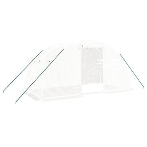 vidaXL V&auml;xthus med st&aring;lram vit 8 m&sup2; 4x2x2 m