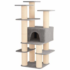 vidaXL Katttr&auml;d med sisal kl&ouml;spelare Ljusgr&aring; 161 cm