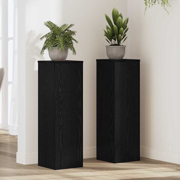 vidaXL V&auml;xtst&auml;ll 2 pcs Svart Ek 25 x 25 x 80 cm Konstruerat tr&auml;