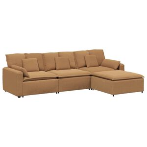 vidaXL Modulsoffa med fotpall och dynor beige