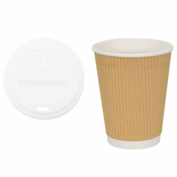 vidaXL Kaffekoppar i papper med lock 1000 st 12oz 300ml