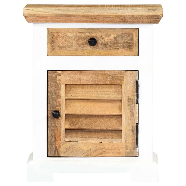 vidaXL S&auml;ngbord vit och brun 40x30x50 cm massivt grovt mangotr&auml;