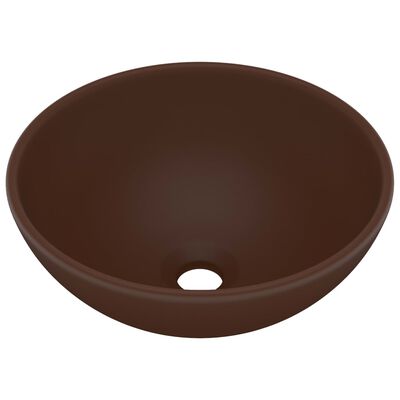vidaXL Lyxigt runt handfat matt mörkbrun 32,5x14 cm keramik