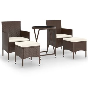 vidaXL Caf&eacute;set 5 delar konstrotting och h&auml;rdat glas brun