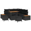 vidaXL Tr&auml;dg&aring;rdsoffset 8 st 7-Antal sittplatser Svart Poly rattan