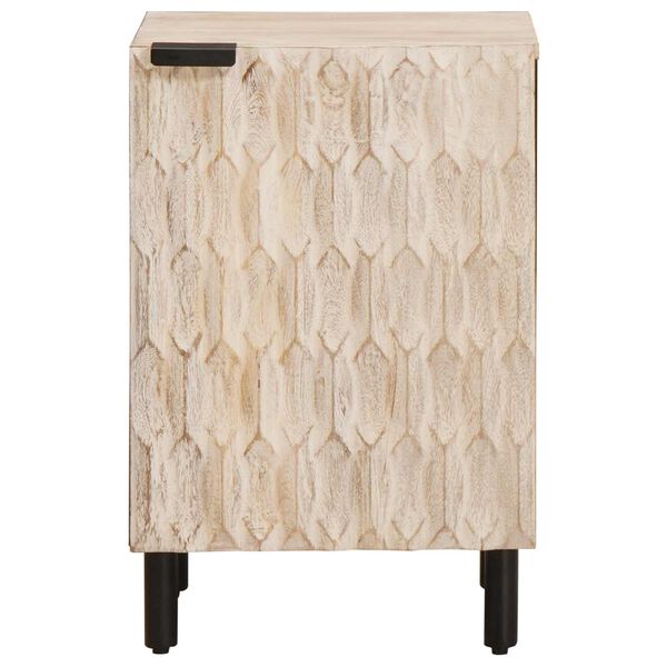 vidaXL Badrumssk&aring;p med hylla Vit 38 x 33 x 58 cm Massivt mangotr&auml;