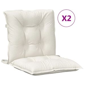 vidaXL Stolsdynor l&aring;gt ryggst&ouml;d 2 st melerad gr&auml;ddvit 100x50x7 cm tyg