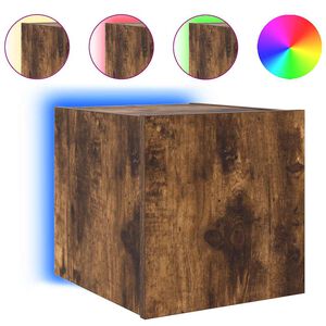 vidaXL V&auml;ggmonterad tv-b&auml;nk LED r&ouml;kf&auml;rgad ek 30,5x35x30 cm
