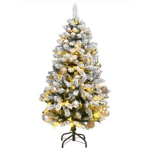 vidaXL Plastgran med g&aring;ngj&auml;rn 150 LEDs & kulor 120 cm