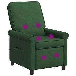 vidaXL Reclinerf&aring;t&ouml;lj med massage M&ouml;rkgr&ouml;n 69 x 95 x 101 cm Tyg