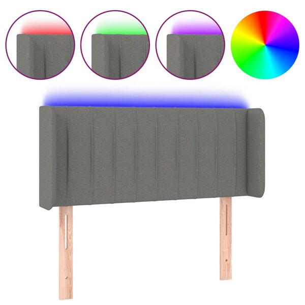vidaXL Sänggavel LED mörkgrå 103x16x78/88 cm tyg