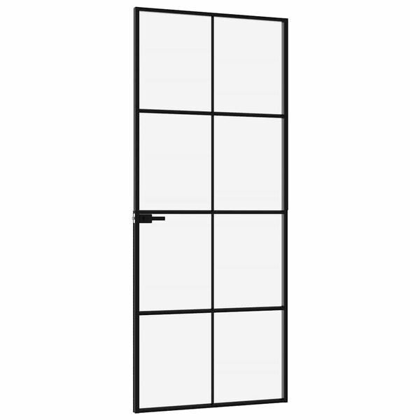 vidaXL Innerd&ouml;rr 83x201,5 cm h&auml;rdat glas och aluminium slim