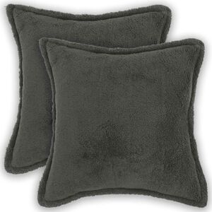 vidaXL Kudd&ouml;verdrag 2 st HOUTEN M&ouml;rkgr&aring; 30 x 30 cm Boucl&eacute;