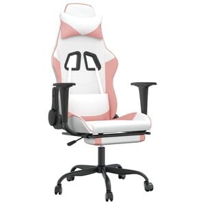 vidaXL Gamingstol med fotst&ouml;d vit och rosa konstl&auml;der