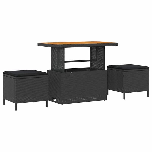 vidaXL Trädgårdsoffset 9 pcs Svart konstrotting