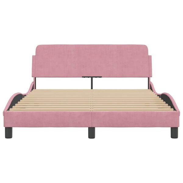 vidaXL Bed Frame with Headboard "Dover" Pink 140x200 cm Velvet