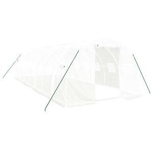 vidaXL V&auml;xthus med st&aring;lram vit 24 m&sup2; 8x3x2 m