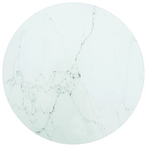 vidaXL Bordsskiva vit &Oslash;30x0,8 cm h&auml;rdat glas med marmortextur