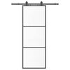 vidaXL Skjutdörr med beslag svart 76x205 cm ESG-glas