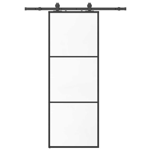 vidaXL Skjutdörr med beslag svart 76x205 cm ESG-glas