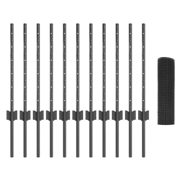 vidaXL St&auml;ngsel med stolpe Gr&aring; 0,5 x 25 m St&aring;l