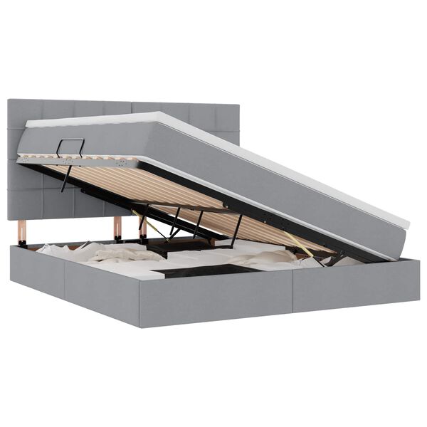 vidaXL F&ouml;rvaringss&auml;ng med madrass Ljusgr&aring; 160 x 200 cm Polyester