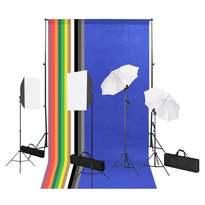 vidaXL Fotostudio med bakgrund, softbox och paraply