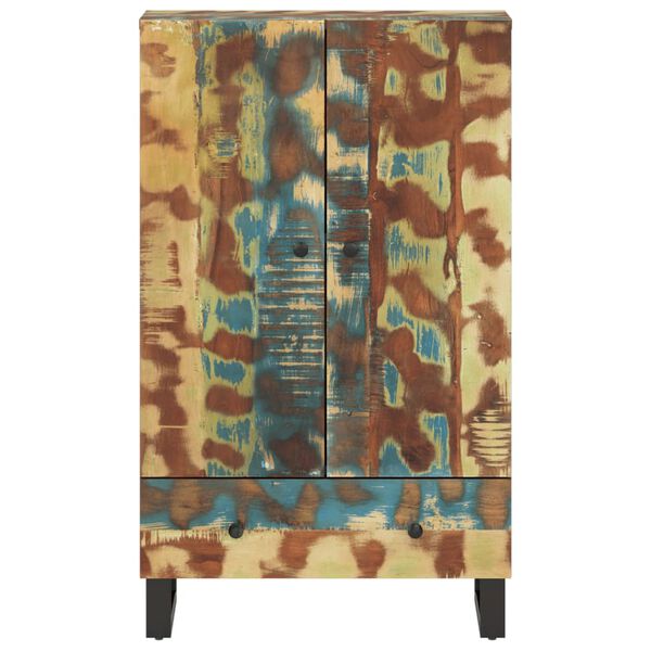 vidaXL Sk&aring;p med l&aring;da 60x33x100 cm massivt &aring;tervunnet tr&auml; och j&auml;rn