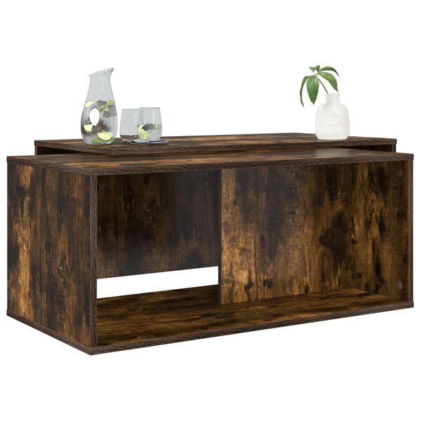 vidaXL Kaffebordsset 2 pcs R&ouml;kt ek Konstruerat tr&auml;