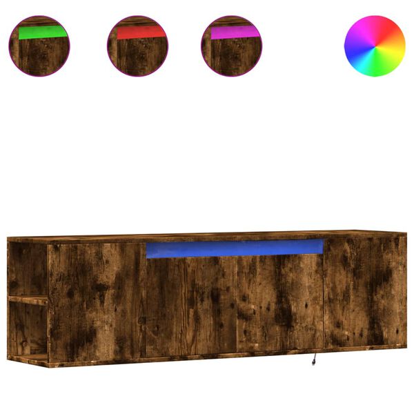 vidaXL V&auml;ggmonterad tv-b&auml;nk LED r&ouml;kf&auml;rgad ek 135x31x39,5 cm