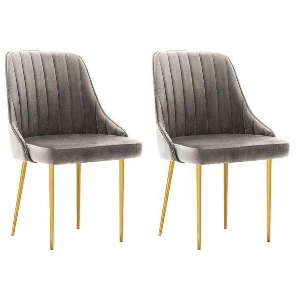 vidaXL Matstolar 2 st ljusgr&aring; sammet