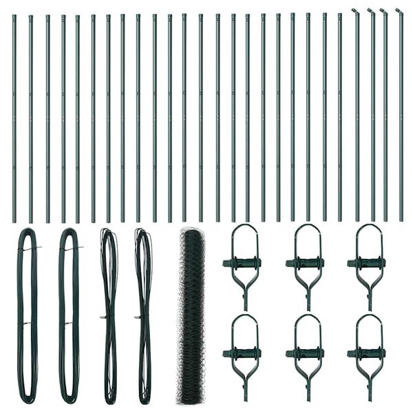 vidaXL Stängselstolpe Grön 50 x 1,4 m (36 mm nät) Stål och PVC