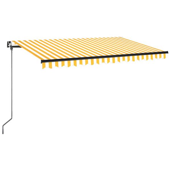 vidaXL Markis manuellt infällbar 450x350 cm gul och vit