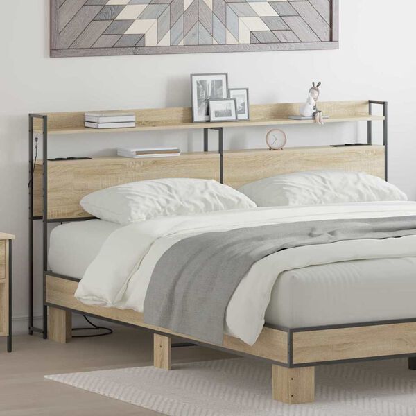 vidaXL F&ouml;rvaringshuvudgavel med hylla Sonoma ek 180 cm Konstruerat tr&auml;