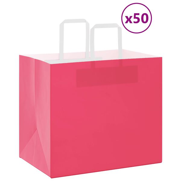 vidaXL Pappersp&aring;sar 50 st med handtag rosa 32x22x28 cm