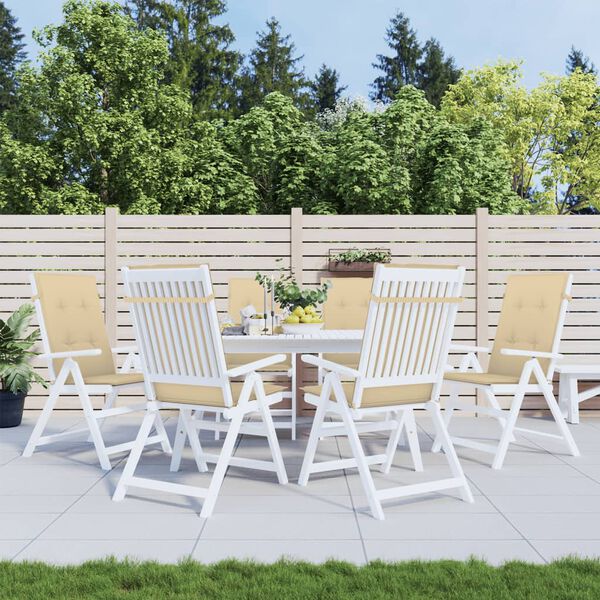 vidaXL Stolsdynor högt ryggstöd 6 st melerad beige 120x50x4 cm tyg