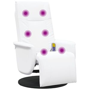 vidaXL Massagef&aring;t&ouml;lj med fotst&ouml;d vit konstl&auml;der