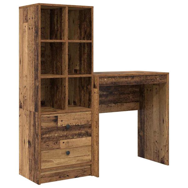 vidaXL Skrivbord med l&aring;da 2 pcs Gammalt tr&auml;