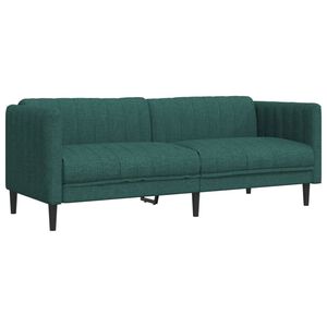 vidaXL Soffa 3-sits m&ouml;rkgr&ouml;n tyg