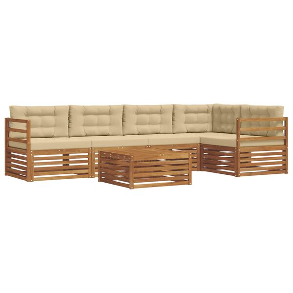 vidaXL Utomhussoffset med kudde 6 pcs Naturlig och Beige