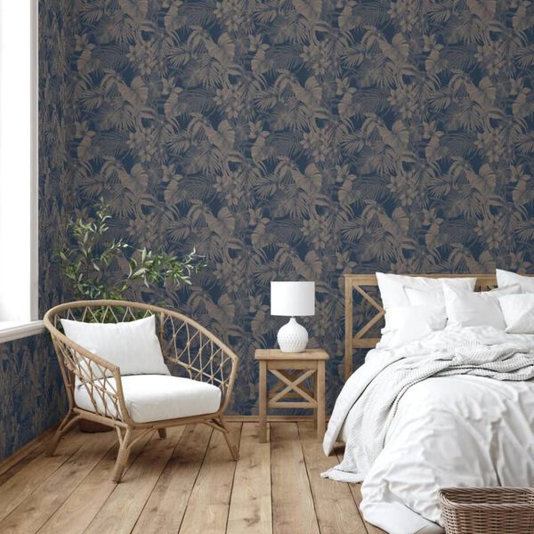 DUTCH WALLCOVERINGS Tapet Joelle silver och bl&aring;