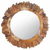vidaXL V&auml;ggspegel rund 60 cm teak